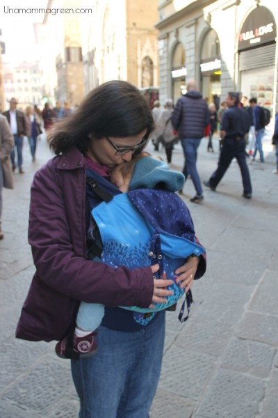 Se visitate Firenze con un bambino piccolo, un marsupio ergonomico è d'obbligo (il mio è un Madame GooGoo)